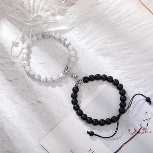 Lovecryst Magnet Couple Bracelets Set Romantic Heart Matching Stone Bead