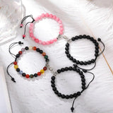 Lovecryst Magnet Couple Bracelets Set Romantic Heart Matching Stone Bead
