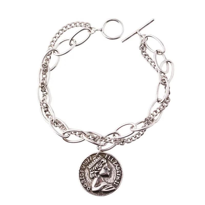 ANENJER Irregular Thick Chain Bracelet Vintage Distressed Jewelry