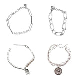 ANENJER Irregular Thick Chain Bracelet Vintage Distressed Jewelry