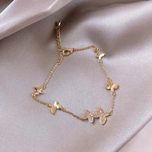 Delicate Butterfly Bracelet Copper Chain Zircon Inlaid