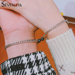 Stainless Steel Hematite Beads Couple Bracelet Titanium Steel Waterproof
