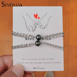 Stainless Steel Hematite Beads Couple Bracelet Titanium Steel Waterproof