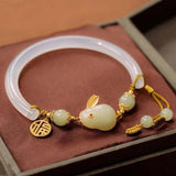 Chinese Style Jade Rabbit Beads Bracelet Vintage