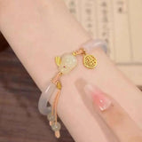 Chinese Style Jade Rabbit Beads Bracelet Vintage