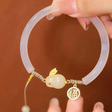 Chinese Style Jade Rabbit Beads Bracelet Vintage