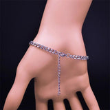 Stainless Steel Men's Cross Bracelet Silver Cuban Chain Christian Jewelry