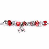 Crystal Snowflake Pendant Bracelet with Red Beads