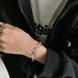 XIYANIKE Silver Twisted Wave Oval Bracelet For Women Charm Jewelry Party