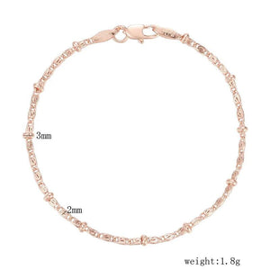 FJ 2MM Women Oval Bead Snail 585 Rose Chain Bracelet