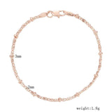 FJ 2MM Women Oval Bead Snail 585 Rose Chain Bracelet
