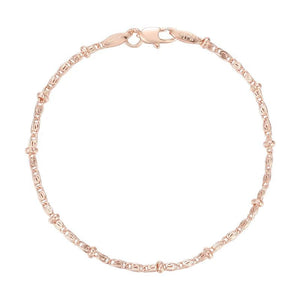 FJ 2MM Women Oval Bead Snail 585 Rose Chain Bracelet