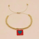 Go2boho Copper Bead Peach Heart Woven Pendant Bracelet Gift