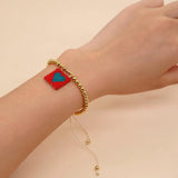 Go2boho Copper Bead Peach Heart Woven Pendant Bracelet Gift