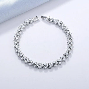 Crystal Link Chain Bracelet 6mm Silver Charm for Women