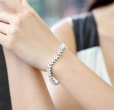 Crystal Link Chain Bracelet 6mm Silver Charm for Women