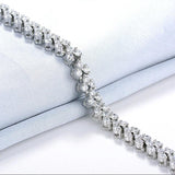 Crystal Link Chain Bracelet 6mm Silver Charm for Women