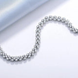 Crystal Link Chain Bracelet 6mm Silver Charm for Women