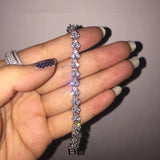 Crystal Link Chain Bracelet 6mm Silver Charm for Women