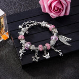 Dragonfly Owl Crystal Charm Bracelet Women DIY Beads Jewelry Gift
