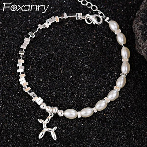 Vintage Punk Dog Pendant Pearl Bracelet Geometric Jewelry
