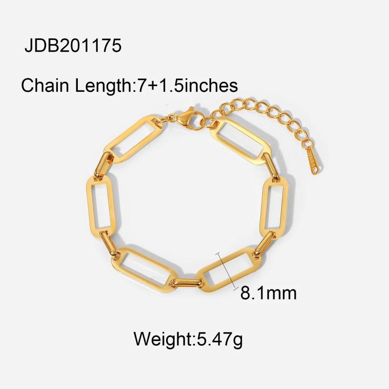 Stainless Steel Chain Bracelet 18k PVD Plating Cut Out Link Chain Bangle