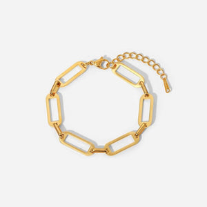Stainless Steel Chain Bracelet 18k PVD Plating Cut Out Link Chain Bangle