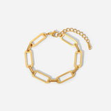 Stainless Steel Chain Bracelet 18k PVD Plating Cut Out Link Chain Bangle