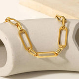 Stainless Steel Chain Bracelet 18k PVD Plating Cut Out Link Chain Bangle