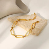 Stainless Steel Chain Bracelet 18k PVD Plating Cut Out Link Chain Bangle