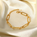 Stainless Steel Chain Bracelet 18k PVD Plating Cut Out Link Chain Bangle