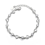 Romantic Purple Pink Zircon Bracelet Heart Shape Asymmetric Hollow Heart