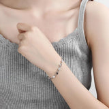 Romantic Purple Pink Zircon Bracelet Heart Shape Asymmetric Hollow Heart