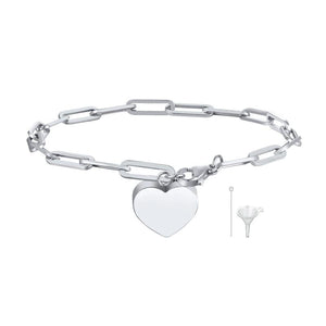 Paperclip Chain Heart Urn Bracelet for Women
