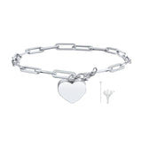 Paperclip Chain Heart Urn Bracelet for Women