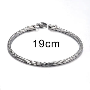 Stainless Steel Snake Chain Charms Beads Bracelet Bangle DIY Bracelet For Women
