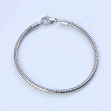 Stainless Steel Snake Chain Charms Beads Bracelet Bangle DIY Bracelet For Women