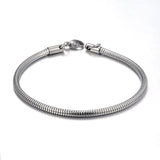 Stainless Steel Snake Chain Charms Beads Bracelet Bangle DIY Bracelet For Women