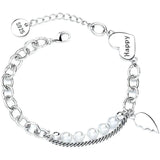 Heart-Shape Pendant Bracelet Pearl Chain Retro Jewelry