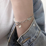 Heart-Shape Pendant Bracelet Pearl Chain Retro Jewelry