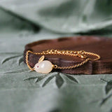 Chinese Style Jade Rabbit Bracelet Silver Plated Small Animal Jewelry