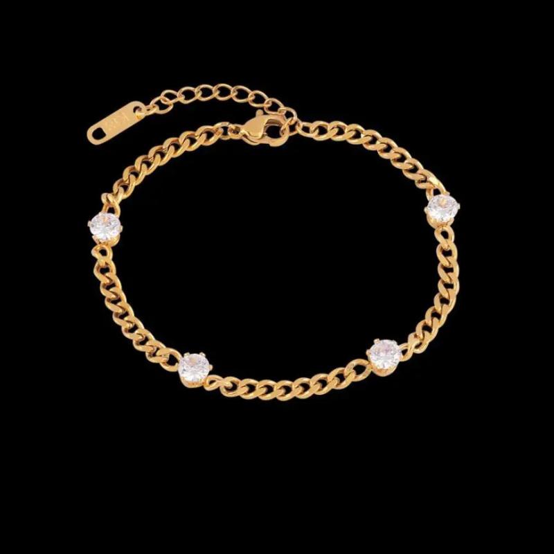 316L Stainless Steel Zircon Women's Chain Bracelet