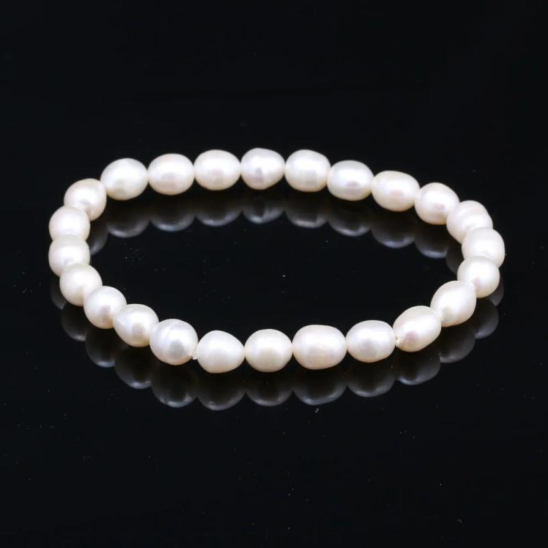 Pink Purple Rice Pearl Bracelet 7-8mm