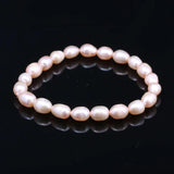Pink Purple Rice Pearl Bracelet 7-8mm