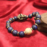 Lapis Lazuli Skull Head Hand Chain Bracelet Hiphop Men Retro Punk Jewelry