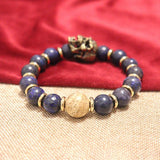 Lapis Lazuli Skull Head Hand Chain Bracelet Hiphop Men Retro Punk Jewelry