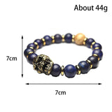 Lapis Lazuli Skull Head Hand Chain Bracelet Hiphop Men Retro Punk Jewelry