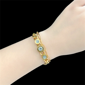 316L Stainless Steel Zircon Seashell Charm Chain Bracelet