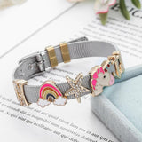 Stainless Mesh Bracelet with Unicorn Beads Charm