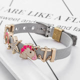 Stainless Mesh Bracelet with Unicorn Beads Charm